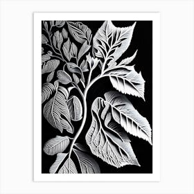 Silverberry Leaf Linocut 2 Art Print