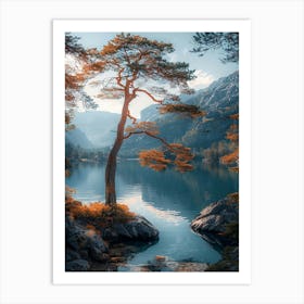 Tree By The Lake Art Print