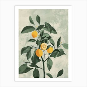 Lemon Tree Minimal Japandi Illustration 1 Art Print