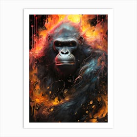 Gorilla In Flames 1 Art Print