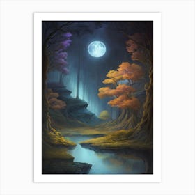 Moonlight In The Forest Art Print