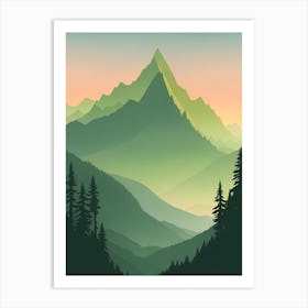 Misty Mountains Vertical Composition In Green Tone 6 Art Print