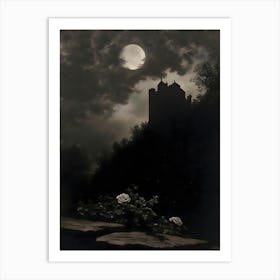 Full Moon Over Castle Art Print