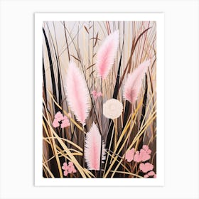 Flower Illustration Fountain Grass 3 Art Print