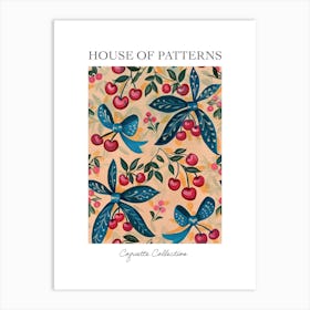 Folk Cherries And Bows 4 Pattern Poster Art Print
