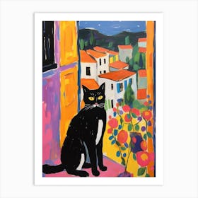 Painting Of A Cat In Montepulciano Italy 2 Art Print