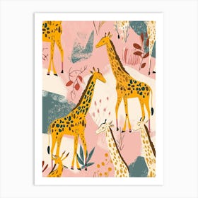 Kitsch Giraffe Illustrative Pattern 1 Art Print