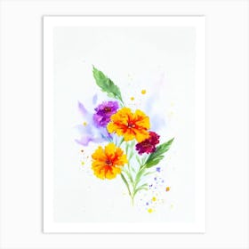 Marigold Watercolour Flower Art Print