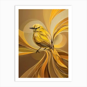 Abstract golden bird with swirls Art Print