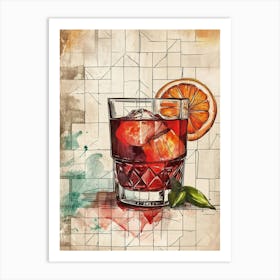 Selection Of Negroni Linework Illustration 2 Art Print