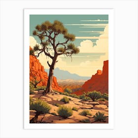  Retro Illustration Of A Joshua Tree In Rocky Landscape 2 Art Print