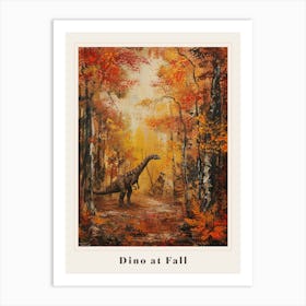 Dinosaur In An Autumnal Forest 3 Poster Art Print