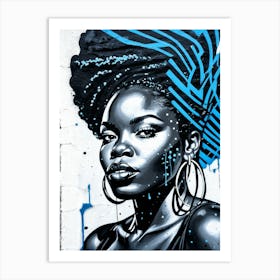 Graffiti Mural Of Beautiful Black Woman 38 Art Print