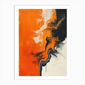 Orange And Black Abstract Painting Art Print