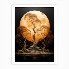 Full Moon With Trees Art Print