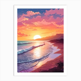 Four Mile Beach Australia At Sunset, Vibrant Painting 4 Art Print