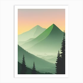 Misty Mountains Vertical Composition In Green Tone 211 Art Print