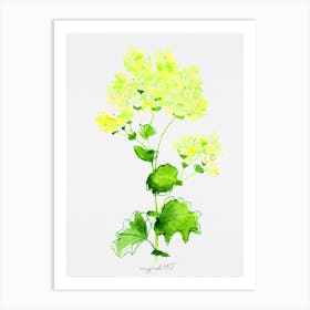 Yellow flower watercolor artwork Art Print