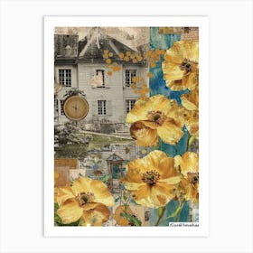 Dried Flowers Scrapbook Collage Cottage 3 Art Print