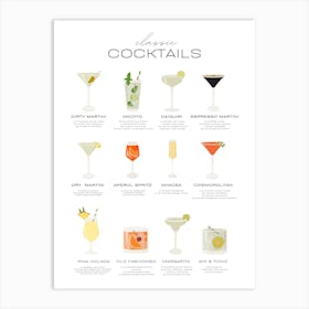 Classic Cocktails Art Print