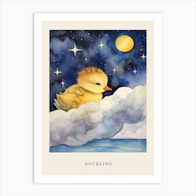 Baby Duckling 1 Sleeping In The Clouds Nursery Poster Art Print