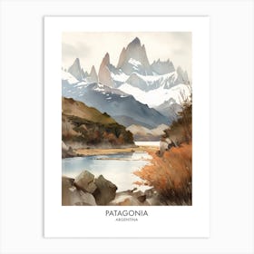 Patagonia Argentina Watercolour Travel Poster 2 Art Print