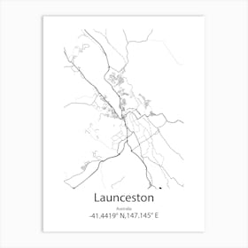 Launceston,Australia Minimalist Map Art Print