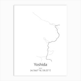 Yoshida,Japan Minimalist Map Affiche