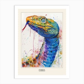 Cobra Colourful Watercolour 3 Poster Art Print