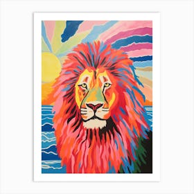 Vivid Bright Lion In The Sunset 2 Art Print