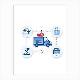 Black Icon Interface Representing Various Sectors Including Transportation Medicine Mobile School (3) Art Print