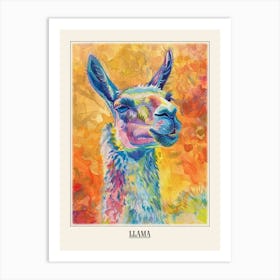 Llama Colourful Watercolour 3 Poster Art Print