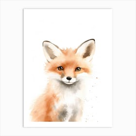 Baby Fox Watercolour Nursery 4 Art Print