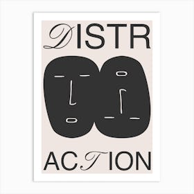 Distraction Black On Beige Art Print