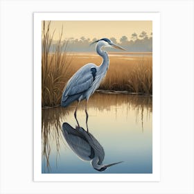 Heron Bird Relaxing in Water Art Print