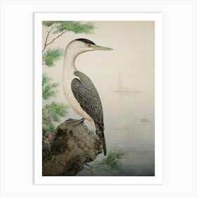 Ohara Koson Inspired Bird Painting Cormorant 4 Art Print