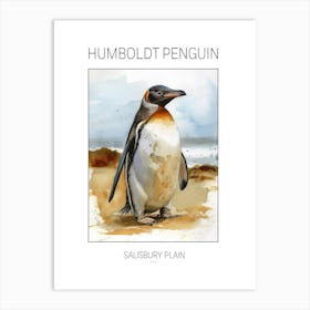 Humboldt Penguin Salisbury Plain Watercolour Painting 2 Poster Art Print