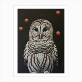 Owl With Red Dots Art Print