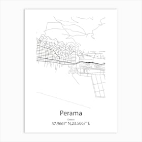 Perama,Greece Minimalist Map Art Print