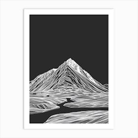 Beinn Ghlas Mountain Line Drawing 7 Art Print