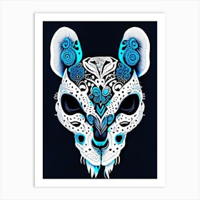 Animal Skull Blue Doodle Art Print