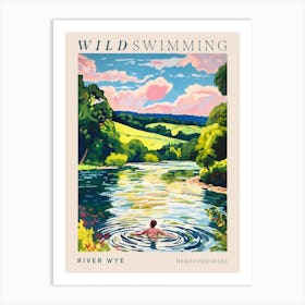 Wild Swimming At River Wye  Herefordshire 2 Poster Art Print