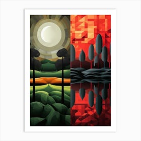 Landscape Geometric Abstract Illustration 18 Art Print