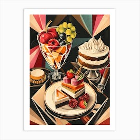 Art Deco Geometric Afternoon Tea Art Print