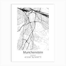 Munchenstein,Switzerland Minimalist Map Art Print