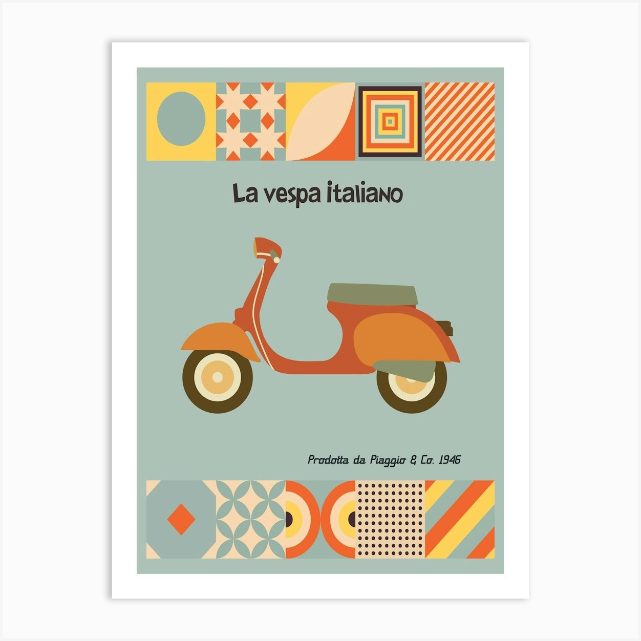 Vespa Print Mid Century Modern Vintage Poster 60s Wall Art Italy Scooter Moped Retro Print Handmadevintage Poster Pop Culture Art Print by Jaffa