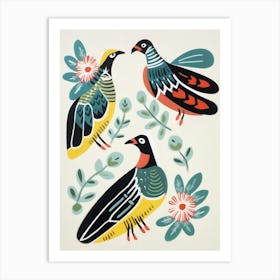 Folk Style Bird Painting Lapwing 1 Art Print