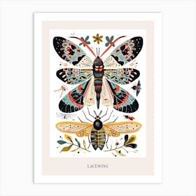 Colourful Insect Illustration Lacewing 7 Poster Art Print