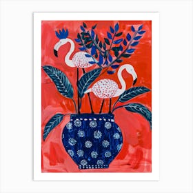 Flamingos In A Vase 1 Art Print