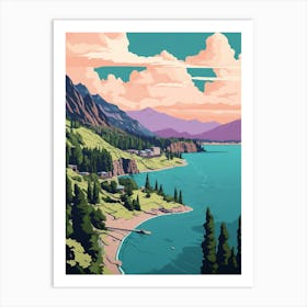 Lake Chelan Washington Pointillism 1 Art Print